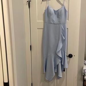 Asymmetrical light blue cocktail dress